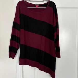 Vince Camuto Striped Angled-Hem Sweater